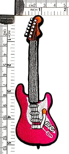 Kleenplus 3pcs. Cartoon de guitarra rosa Ferro em patches Atividades Logo bordado Roupa Jeans Jeans Jackets Backpacks Backpacks