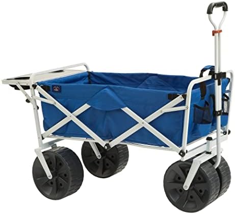 Macsports todo vagão de praia de terreno com mesa lateral | Carrinho dobrável dobrável para serviço pesado com rodas