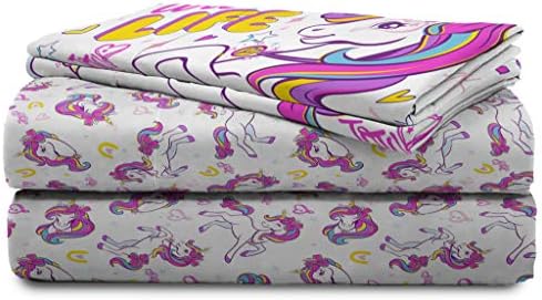 Jay Franco Nickelodeon JoJo Siwa Dream Unicorn Set 5 peças Conjunto de cama lotada - Inclui consolador e roupas de cama para consolador - Microfibra de Microfibra Resistente a Fades Super Soft