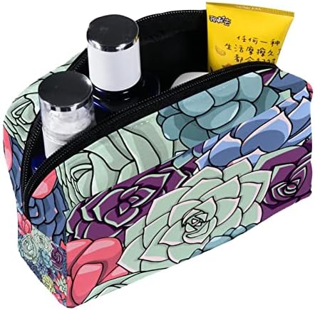 Tbouobt Bolsa cosmética para mulheres, bolsas de maquiagem Bolsa de higiene pessoal espaçosa presente de viagem, suculentas de desenho animado de flores de gemas