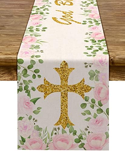 Garota Batismo Table Runner Deus abençoe Primeira Comunhão Bristizando Baby Sofre Party Kitchen Dinning Home Decoration