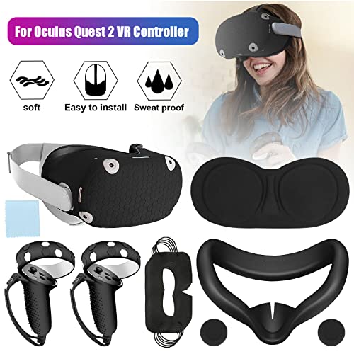 Acessórios de silicone para Oculus Quest 2 VR Face/Controller Grip/Shell/Lente Tampa