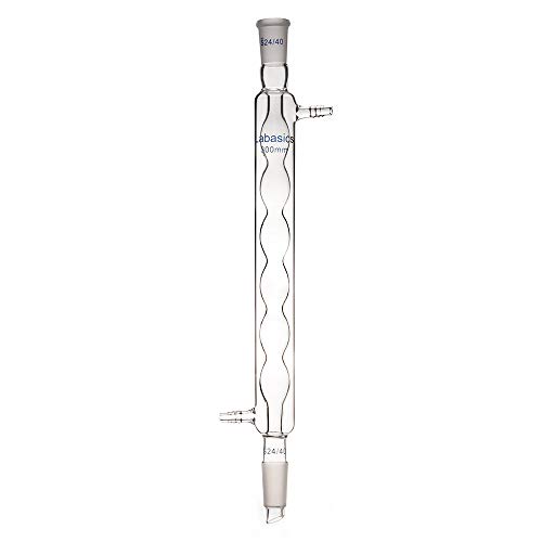 Condensador de vidro de vidro borossilicato Labasics com condensador de vidro de laboratório com comprimento de jaqueta de 300 mm 24/40 de 300 mm