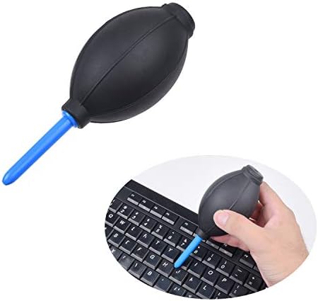 Kit de limpeza de teclado - 1x mini pincel, pincel de limpeza 1x, removedor de tampa de teclado 1x, soprador de ar 1x e pano de limpeza 1x - também para laptops, lentes de câmera, óculos - casa e escritório