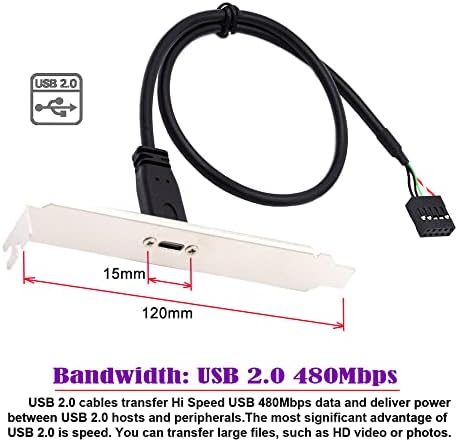 Porta única CableCC USB 3.1 USB-C Tipo C fêmea C para USB 3.0 Cabo de placa-mãe de cabeçalho de 19pin 40cm