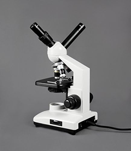 Vision Scientific VME0015-CXT-LD Microscópio composto de visão dupla, 10x ocular, ampliação 40x-400x, iluminação LED com controle,