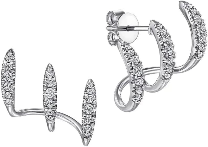 Brincos curvos de três camadas Mulheres garanhão jóias de moda minimalista