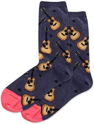 Hotsox Women's Acoustic Guitars Crew Socks 1 par, 9-11 feminino