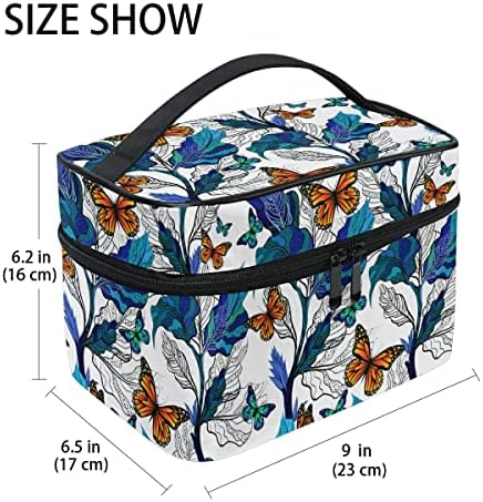 Sacos de maquiagem, folhas com borboletas maquiagem de maquiagem de maquiagem de maquiagem bolsa de higieness para meninas mulheres