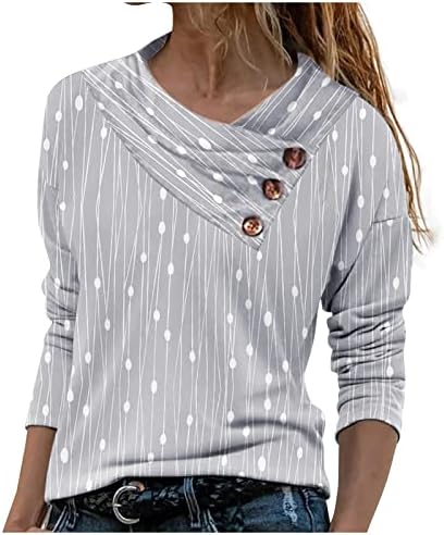 Shusuen feminino outono/inverno fino colar de pescoço imprimir camiseta de manga comprida T-shirt solto de camisola de tamanho