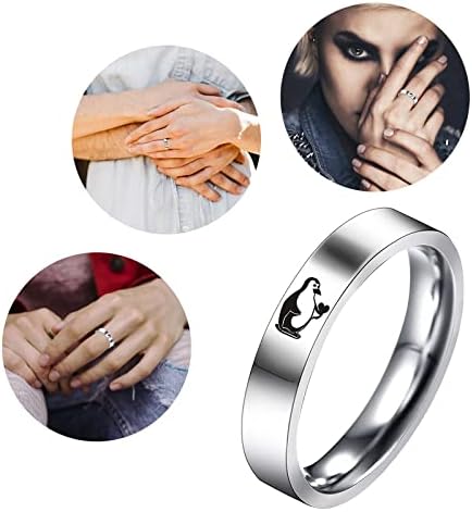 2023 Novo anel de aço de titânio simples de titânio desenho animado feminino anel de jóias fofo pacote 100 anel