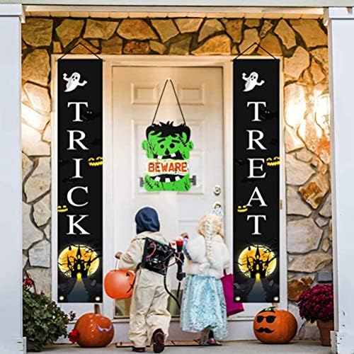 Pretyzoom Halloween Cuidado com o sinal de Halloween, sinal de penduramento, sinal de madeira Halloween Halloween Wall Place Board Assombra adereços da casa para suprimentos de decoração de festas de Halloween