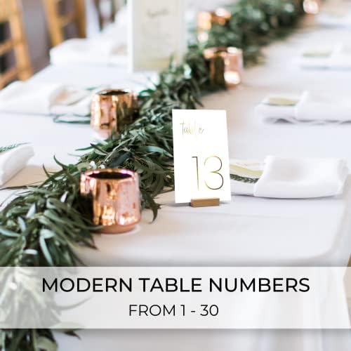 Números lindos de mesa de casamento de ouro - letras modernas de dupla face com cartão de mesa de cabeça - 4 x 6 polegadas e numeradas