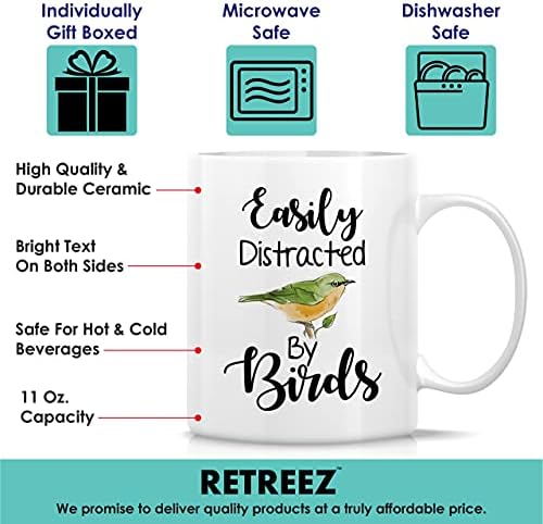 Retreez Funny Caneca - Facilmente distraída pelos pássaros Ornitologia da Nature Ornithology 11 Oz Canecas de café Cerâmica