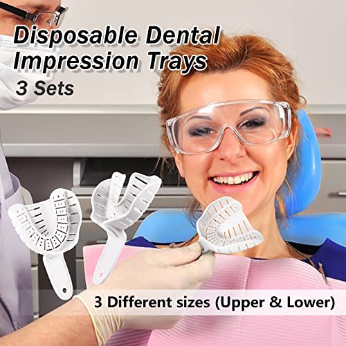 Bandejas de impressão de dentes de dentes de três tipos de dentes, 6 PCs Bandeja de impressão de impressão autoclave de 6 pcs superior