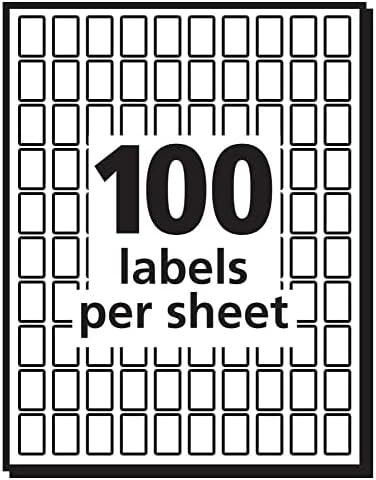 Rótulos retangulares removíveis de Avery, 0,31 x 0,5 polegadas, branco, 1100 de etiquetas