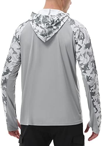 Camisa de capuz de pesca de performance masculino da peixe - upf 50+ camuflando camisas de mangas compridas camisas com máscara facial