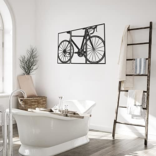 NUENEN 3 peças Metal Bicycle Art Arte da parede Vintage Metal Metal Wall Art Decor de estilo antigo Bicicleta Arte da parede de parede de metal preto Decoração doméstica Bedroom Sala Decoração