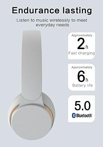 Fones de ouvido sem fio Bluetooth 5.0 para Samsung Galaxy A23 5G sem fio sobre a orelha Bluetooth Folding Headphones Hi -Fi Bass dinâmico dinâmico, fone de ouvido macio com microfone - branco