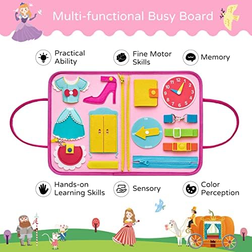 FreeBarbear Busy Board, Toddler Travel Toys, Silencioso livro, brinquedos sensoriais para crianças 2 3 4, Montessori Toys for