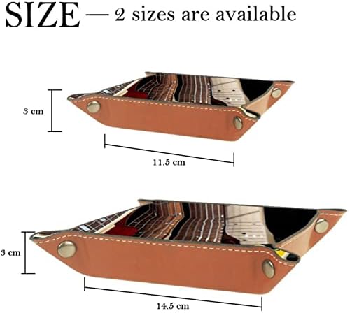 Bandeja de manobrista, captura de couro PU, organizador de bandeja, caixa de armazenamento para relógios Jóias Chave, Rock Music Guitar
