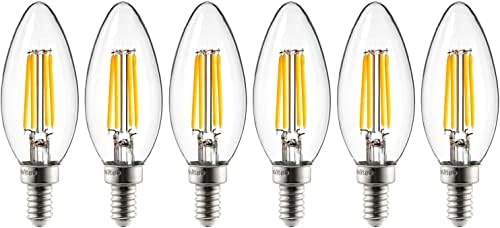Sunlite 41277 LED Filamento B11 Trepedo Tip lustre Lâmpada Lista, ETL Listado, 4 watts, 400 lúmens, base de candelabra, estilo