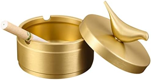 Logofun Brass Ashtray Metal Desktop Ash Bandey com tampa em forma de pássaro Creative Cigarette Asht Solder