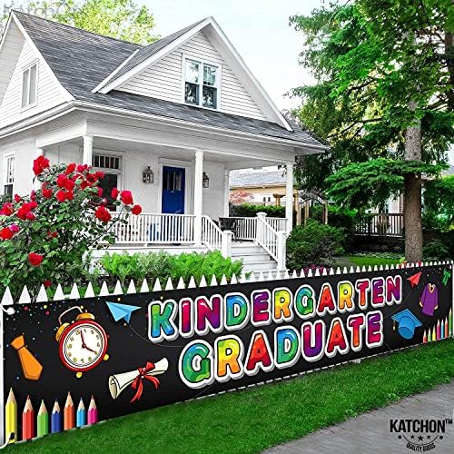 Katchon, banner de graduação no jardim de infância - 120x20 polegadas | Pátio de graduação no jardim de infância Sinal 2023 para decorações de graduação no jardim de infância 2023 | Cenário de graduação no jardim de infância da pré -escola elementar