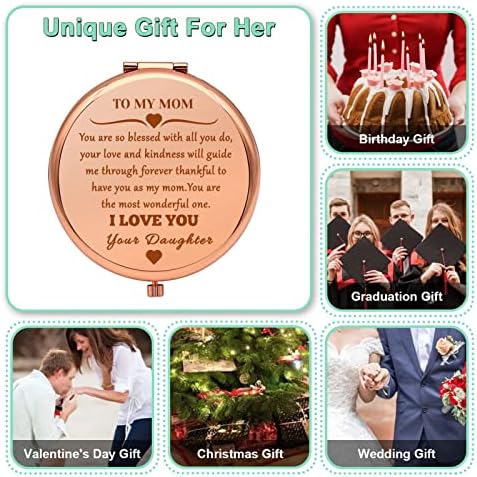 Agradeço para a mãe da filha Rose Gold Compact Mirror para Mom Mom Presentes de Agradecimento Presentes de Apreciação Espelho de Maquiagem Para Mãe Mãe Mamãe Presentes de Ação de Graças