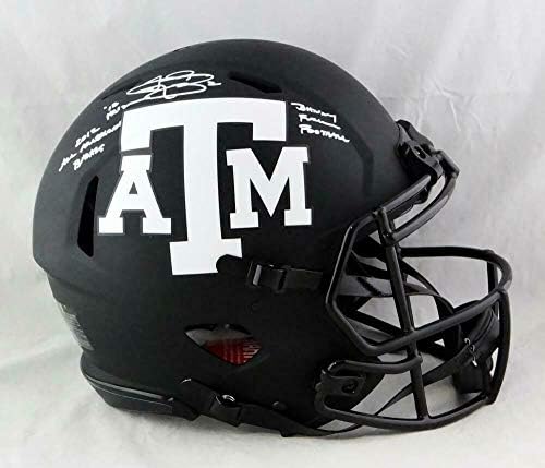 Johnny Manziel assinou o Texas A&M Eclipse Authentic Helmet com 3 INSC - JSA W Auth - Capacetes da faculdade autografados