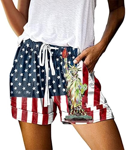 4 de julho Shorts para mulheres de verão Casual USA Bandle Bicker Shorts Loue Fit High Waisted Lounge