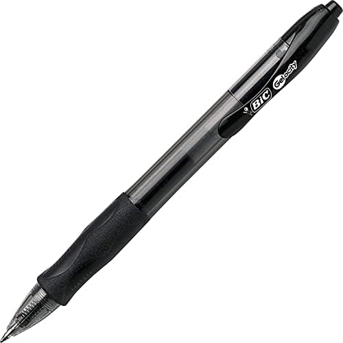 Bic Super Smooth Gel-Ocity Gel Cenas, pacote a granel de 24 canetas de tinta, 12 canetas de gel retrátil preto e 12 azuis, ponto médio 0,7 mm, 24 contagens