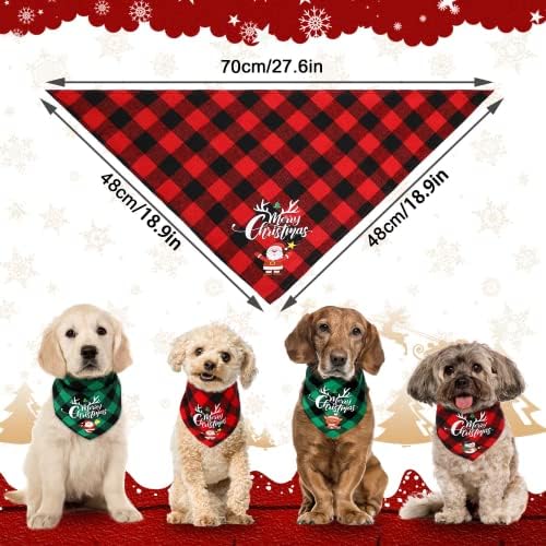 Junebrushs 4 Pack Bandanna Bandanna Christmas Pet Pet Printing Plaid Xmas Handkerchiefs Cartoon Triangle Bibs Set Setty