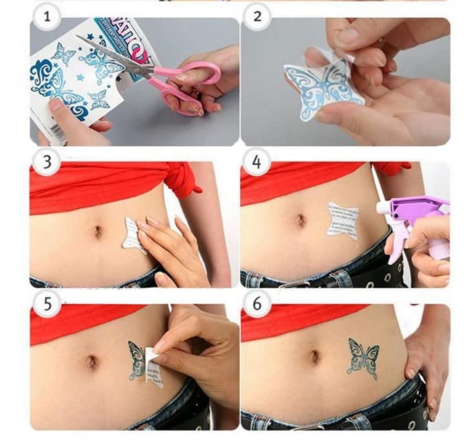 8 folhas de tatuagem de borboleta cor de borboleta 3D decalques corpora