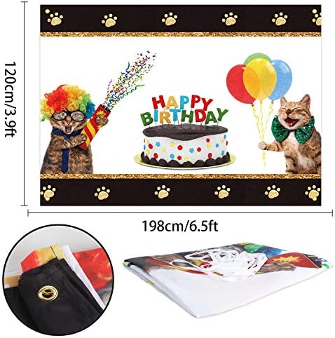 Feliz Aniversário Black Black Backgrody Banct Banner CAT Decorações de aniversário temáticas material de festa para crianças amantes do proprietário de gatos Crianças