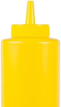 Soro Essentials- Conjunto de 12- Garrafas de aperto de plástico amarelo 12 onças. Perfeito para molhos de churrasco