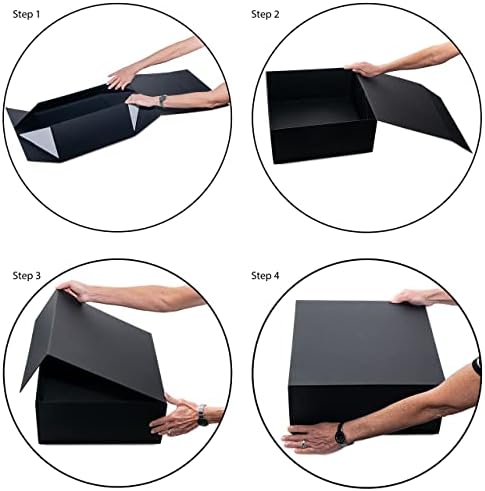 Caixa de presente magnética - 15 Pacote caixas dobráveis ​​pretas com fechamento de tampa em massa a granel, embalagens de papelão