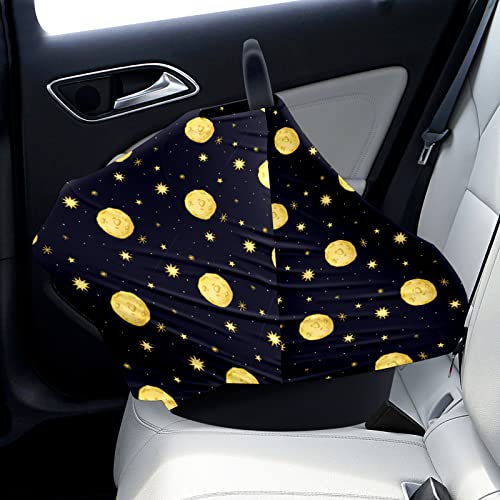 Capas de assento de carro para bebês estrelas da lua amarela Pattern Navy Cober
