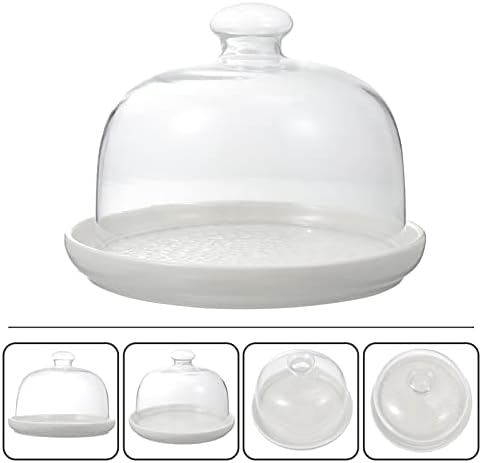 Placa de bolo de vidro de copo de biscoito Hanabass de 12 polegadas com cúpula com cúpula, 6- IN- 1 Placa de bolo de bolo de acrílico
