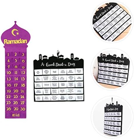 Sinais de casamento de Kisangel ornamentos brancos 2pcs Ramadã Down Calendar Eid Mubarak Wall Calendars para decorações