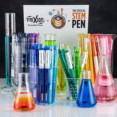 Pilot Frixion Clicker apagável, recarregável e retrátil Canetas de tinta em gel, ponto fino, bolsa de 10 pacote e lâmpados apagáveis ​​de luz Frixion, ponta cinzel, tintas de cores variadas, 3 pacote