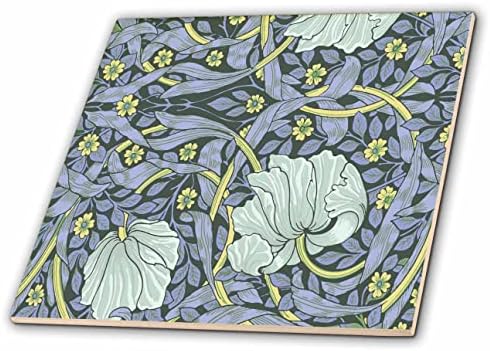 Imagem 3drose de William Morris Gray e amarelo pintura floral - azulejos