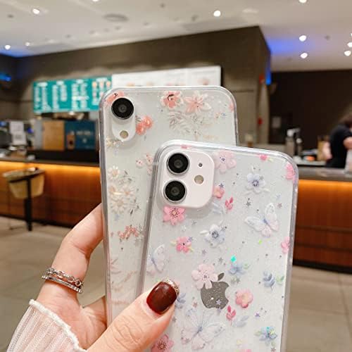 HJWKJUS Compatível com iPhone 7/8/SE 2020 para mulheres meninas, fofo Clear Clear Bling Star Butterfly Butterfly Case de