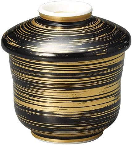 セトモノホンポ TGA-4318-027 Musashi Bowl, Black Gold Brush
