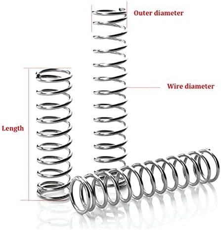 As molas de compressão são adequadas para a maioria dos reparos I Diâmetro do fio 1 mm de aço inoxidável compressão Diâmetro externo da mola de 10 mm comprimento da mola de 5 mm-305mm