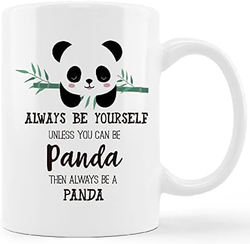 Copo engraçado de caneca panda, citação inspiradora sempre seja você mesmo, a menos que você possa ser panda, então