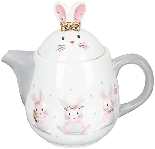 Fabricante de chá happyyami fabricante de chá japonês coelho de coelho de coelhinho de coelho cerâmica chaleira de chá de chá de capa de cafeteira panela de porcelana com tampas de bule de páscoa para amante de chá 2023 Ano Novo Boiler Decoração Chinesa Decoração Chinesa