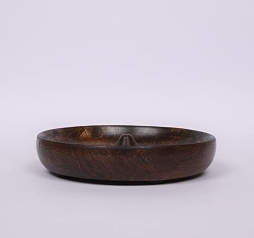 Samhita Wooden Round Incense Bowl, incenso suporte para placas, apanhador de cinzas para decoração em casa, casa, escritório, clube, aromaterapia