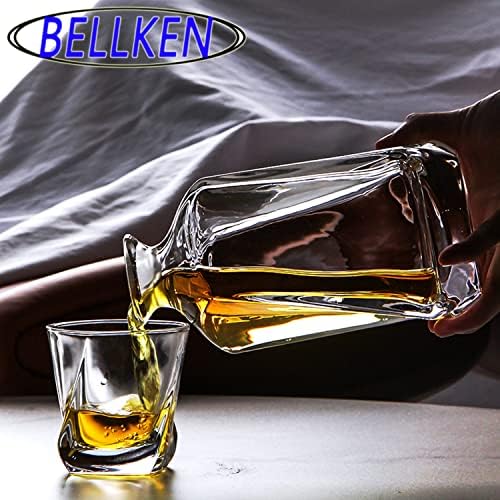 Bellken Whisky Decanter e óculos conjunto, decantador de uísque de cristal com 6 copos ， Bourbon Scotch Vodka Wine ou Gifts for Men