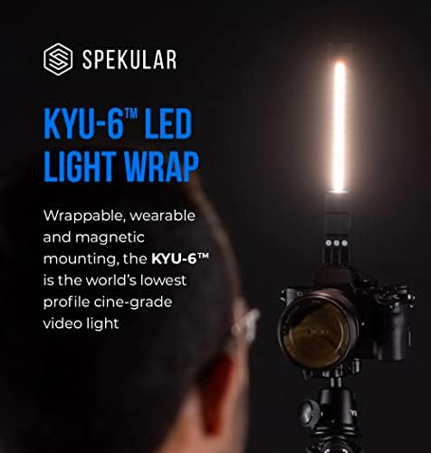 Spiffy by Spekular LED Light Wrap, Magnetic Portable LED Wand com 28 LEDs de 95 cri e 5 efeitos | Para fotografia, videografia, criação de conteúdo | Kyu-6 Bi-Color + Adaptador de suporte de luz de sapato frio